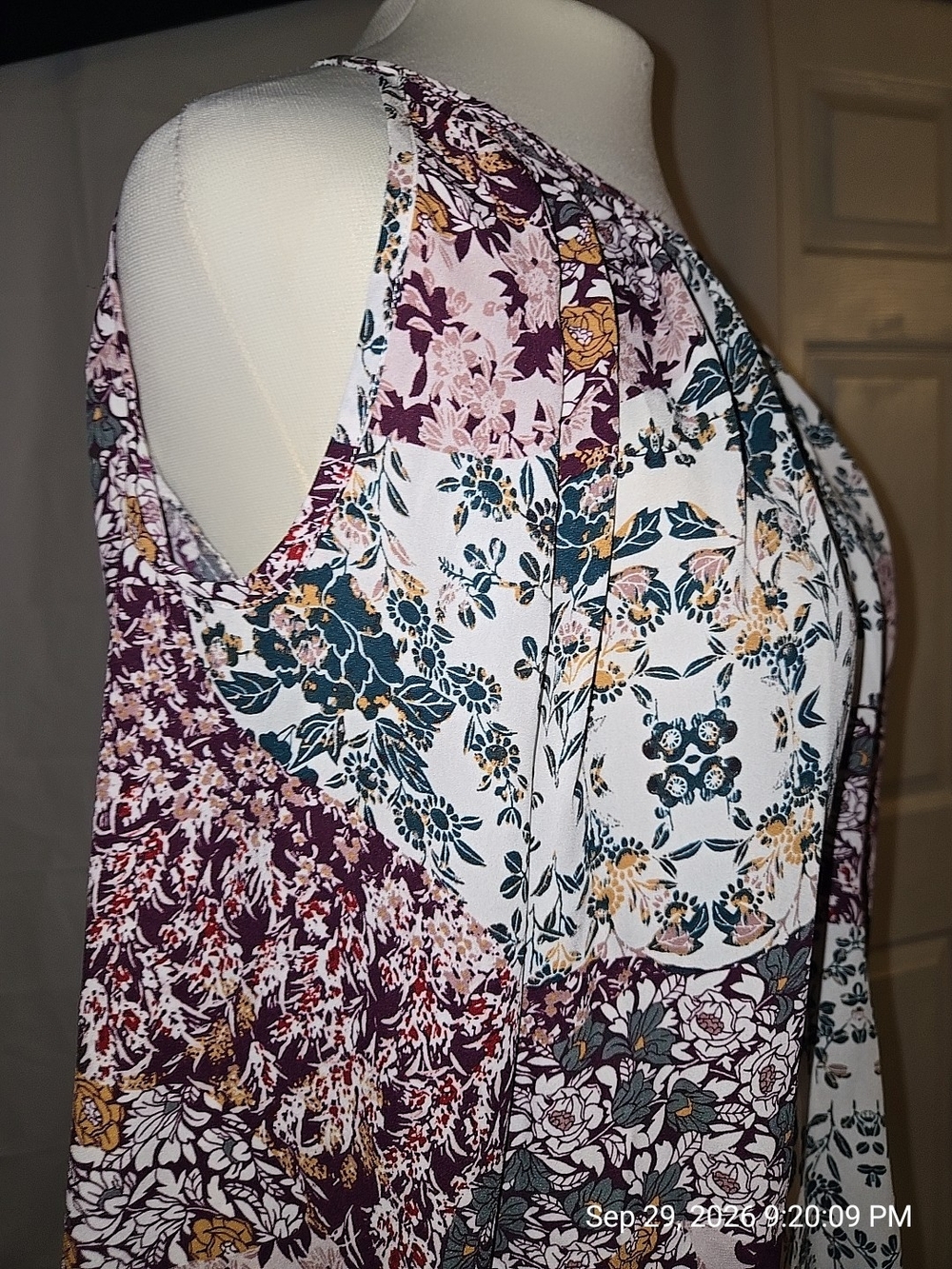 Signature Studio Floral Patchwork Tank Top - Plum, Teal & Cream
